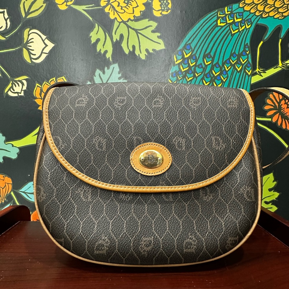 Christian Dior Vintage Honeycomb Monogram Crossbody (Made in France, 1970s–80s) - Picture 5 of 11